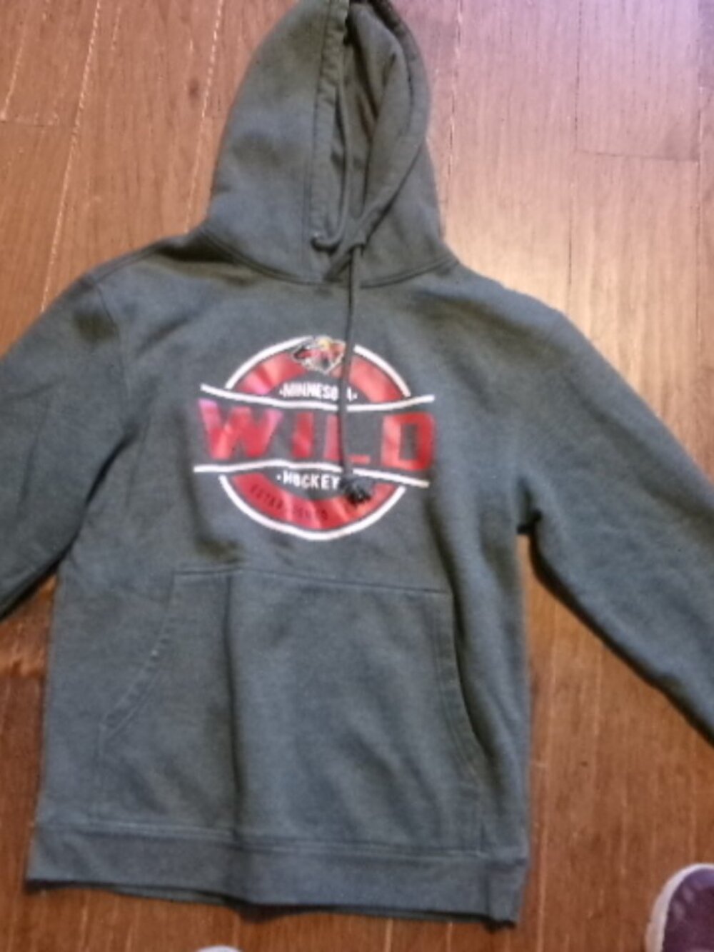 Mens small Minnesota wild hoodie gray graphic front